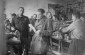 Jews at work in a shoe factory in the Sharkovshchina ghetto, 1942. ©USHMM, courtesy of Mark Fintel